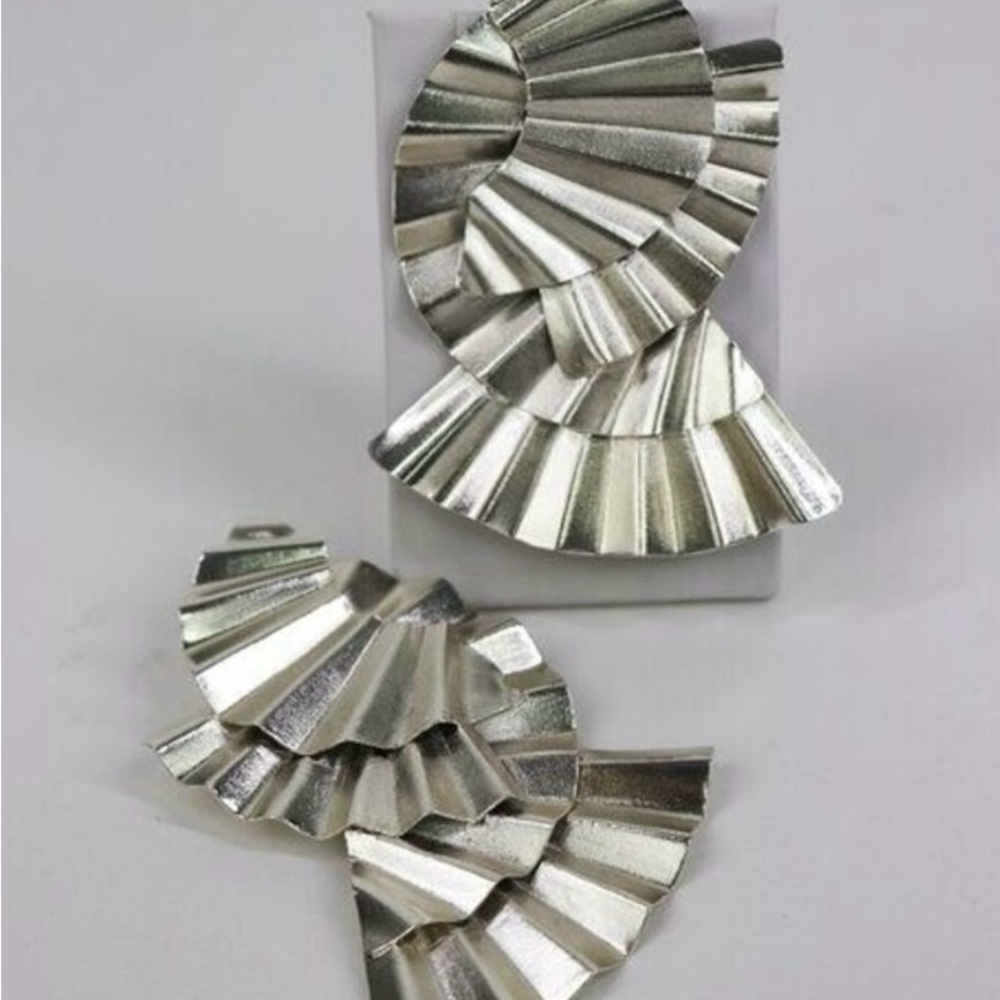 Silver Geometric Earrings - image 2